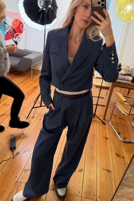 PLISSÉ TROUSERS SLATE