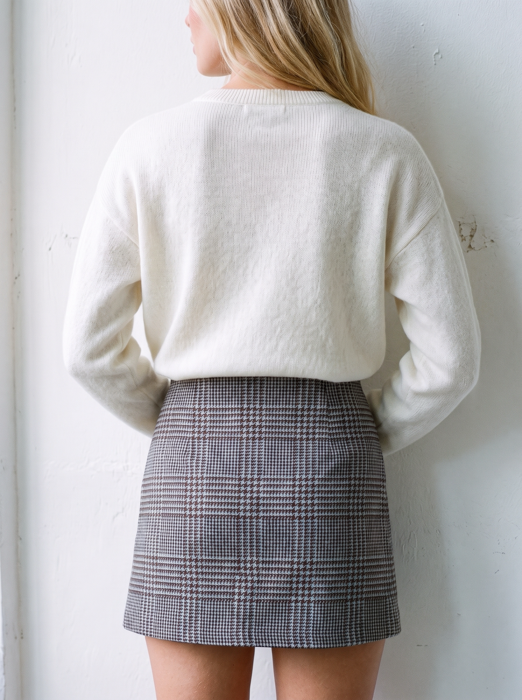 CINTARE SKIRT MINI GALLES - back view of the check mini skirt