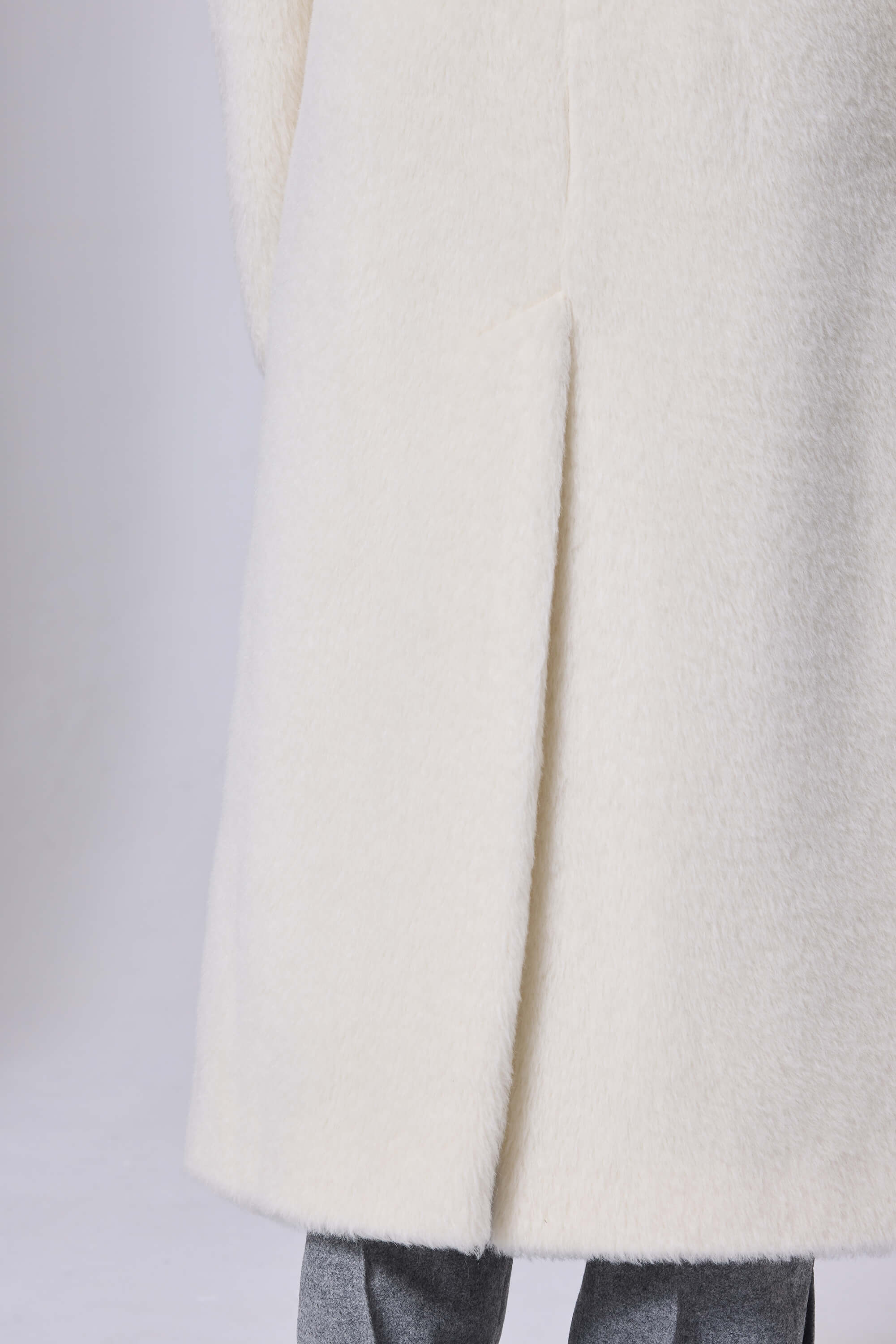 ALPACA COAT LOWERED EGRET – MADE TO ORDER